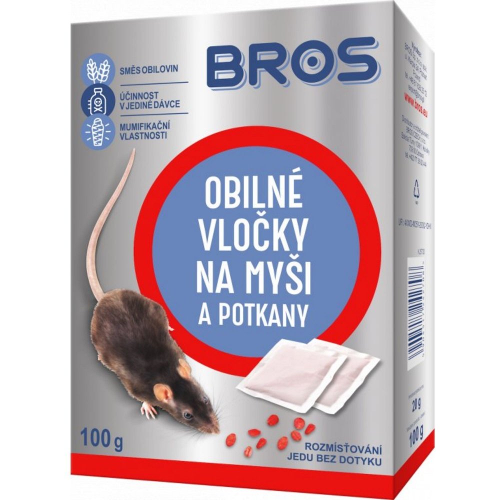 Levně Bros Obilné vločky na myši a potkany 5 x 20g