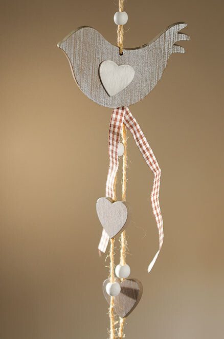 Levně Dřevěný ptáček na zavěšení hnědý 5158-B