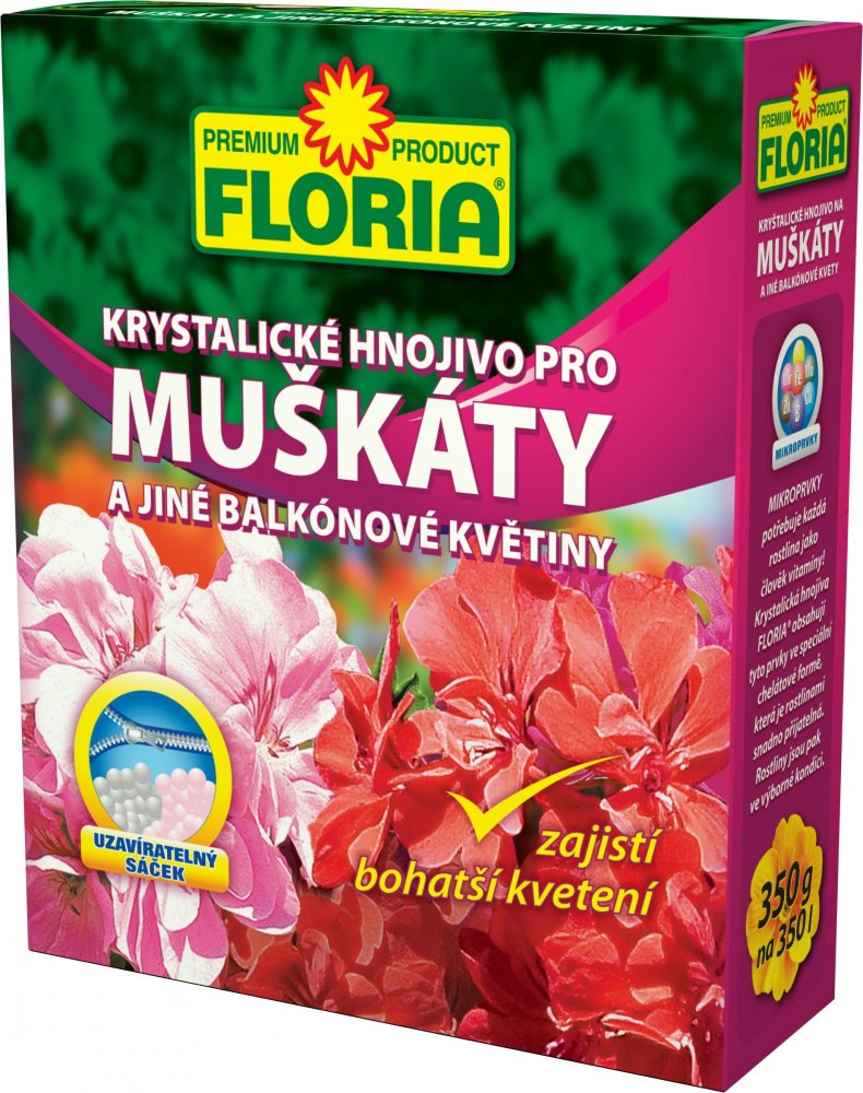 FLORIA kryst. hnojivo pro muškáty a jiné balkónové květiny 350g