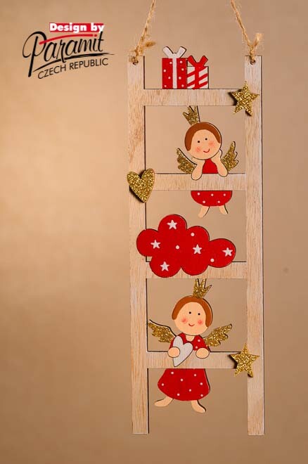 Levně Dřevěný žebřík s andílky X339