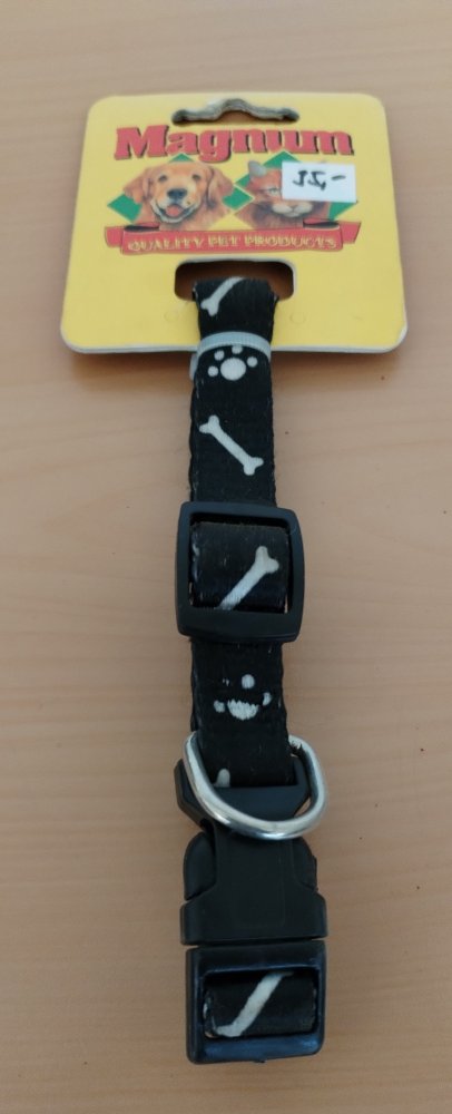 Levně Obojek 7.762 černý s kostí a tlapkou