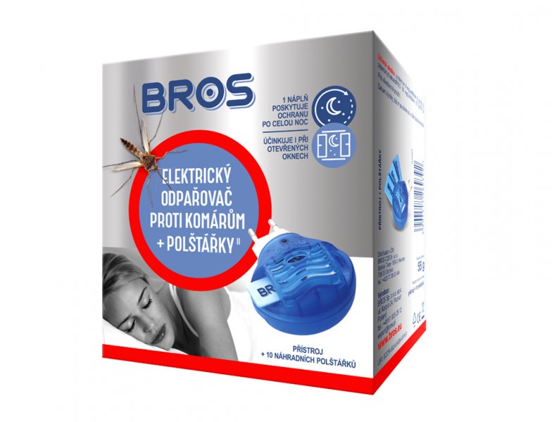 Bros Elektrický odpařovač proti komárům + 10 polštářků