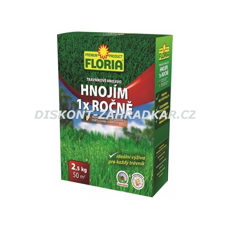 Floria Trávníkové hn. Hnojím 1x ročně 2,5 kg 50m2