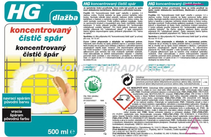 HG 13505 Koncentrovaný čistič spár 500ml