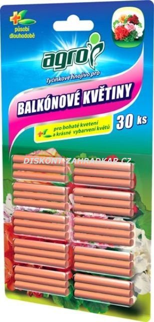 AGRO Tyčinkové hnojivo pro balkónové květiny 30 ks AGRO Tyčinkové hnojivo pro balkónové květiny 30 ks