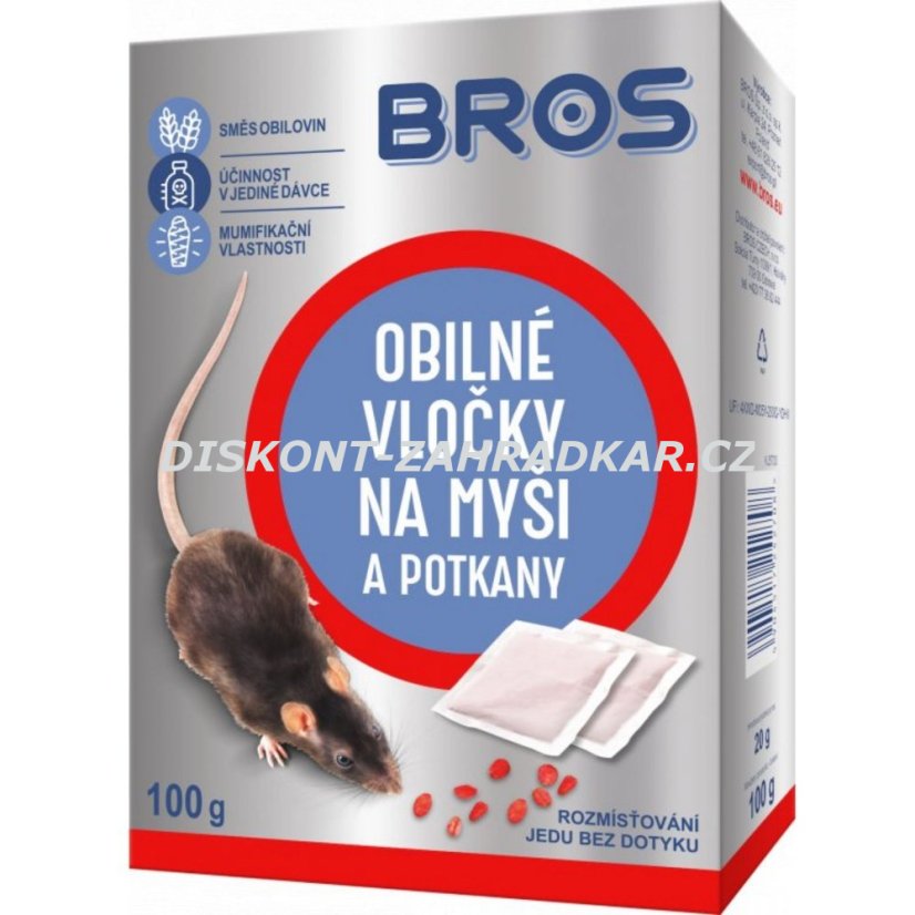 Bros Obilné vločky na myši a potkany 5 x 20g Bros Obilné vločky na myši a potkany 5 x 20g