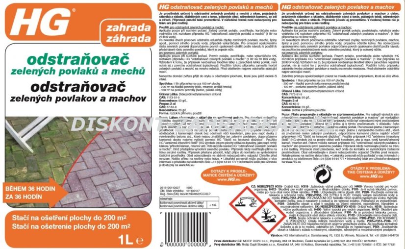 HG 18110 Odstraňovač zelených povlaků a mechů 1000ml