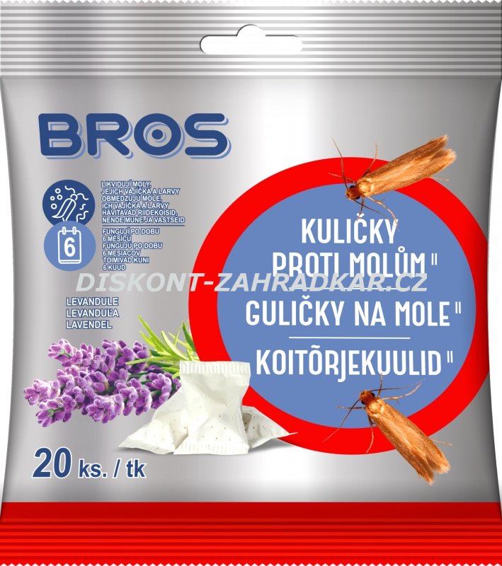 Bros Kuličky proti šatním molům s vůní levandule 20ks Bros Kuličky proti šatním molům s vůní levandule 20ks