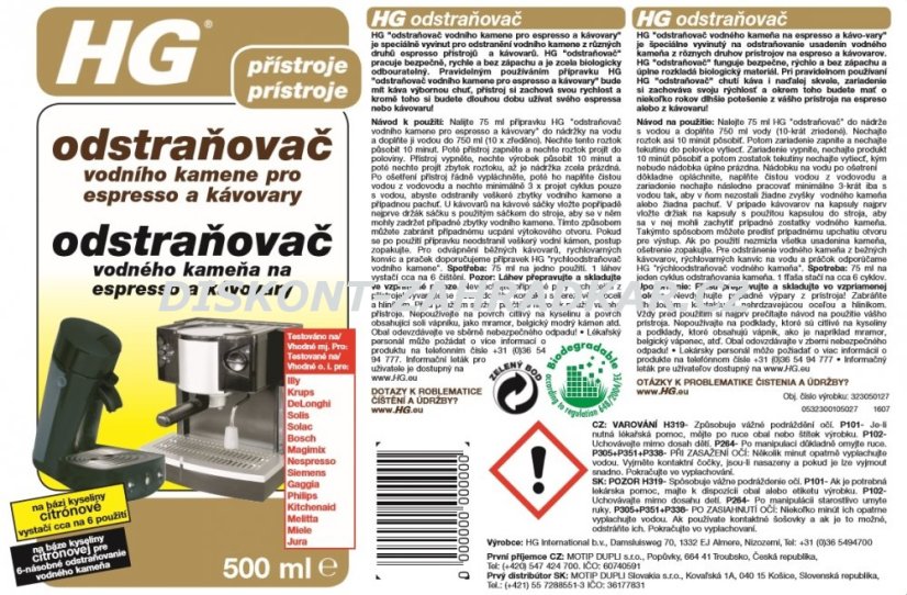 HG 32305 Odstraňovač vod. kamene pro expresso a kávovary 500ml
