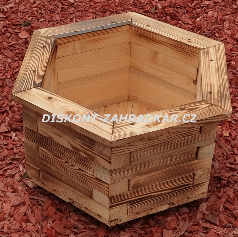 Zahradní dřevěný květináč šestiúhelný průměr 50cm