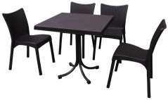 Sestava technoratanového nábytku Stolek + 4 křesla šedá / CH063