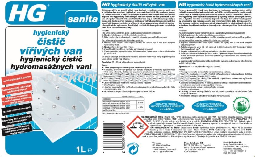 HG 44810 Hygienický čistič vířivých van 1000ml