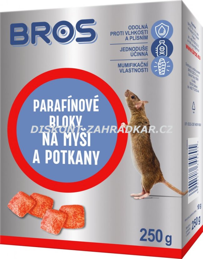 Bros Parafínové bloky na myši a potkany 250g VELKÉ Bros Parafínové bloky na myši a potkany 250g VELKÉ