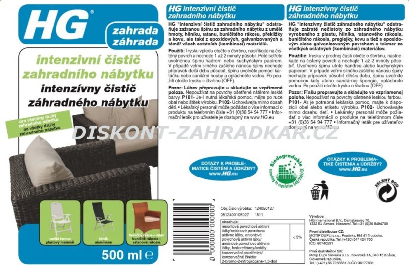 HG 12405 Intenzivní čistič zahradního nábytku 500ml