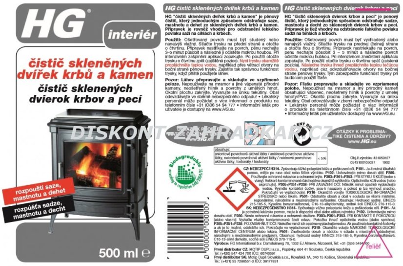 HG 43105 Čistič skleněných dvířek krbů a kamen 500 ml