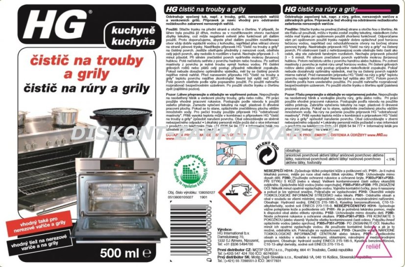HG 13805 Čistič na trouby a grily 500 ml + 30% ZDARMA