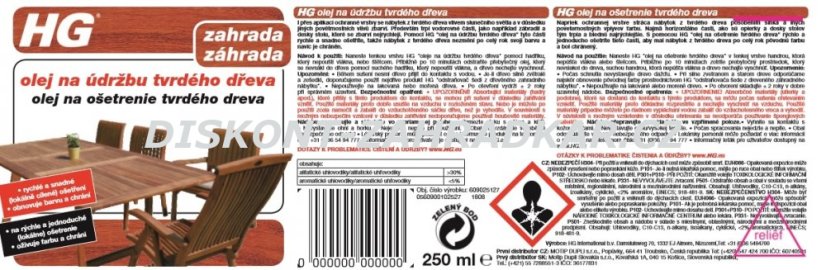 HG 60903 Olej na údržbu tvrdého dřeva 250 ml
