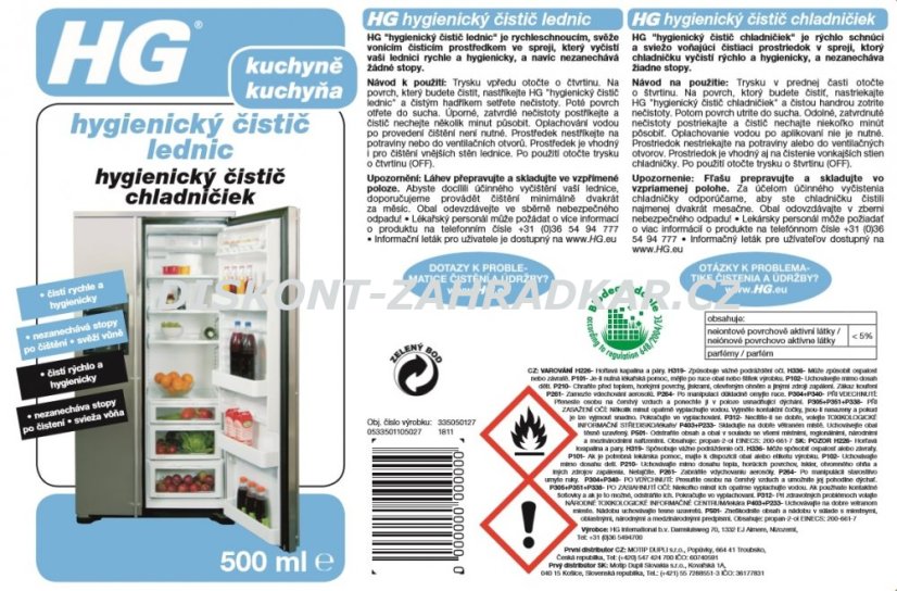 HG 33505 Hygienický čistič lednic 500ml