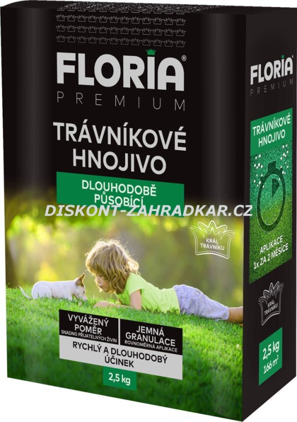 FLORIA PREMIUM Trávníkové hnojivo dlouhodobě působící 2,5 kg FLORIA PREMIUM Trávníkové hnojivo dlouhodobě působící 2,5 kg