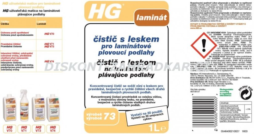 HG 46410 Čistič s leskem pro lamin. plovoucí podlahy 1000ml