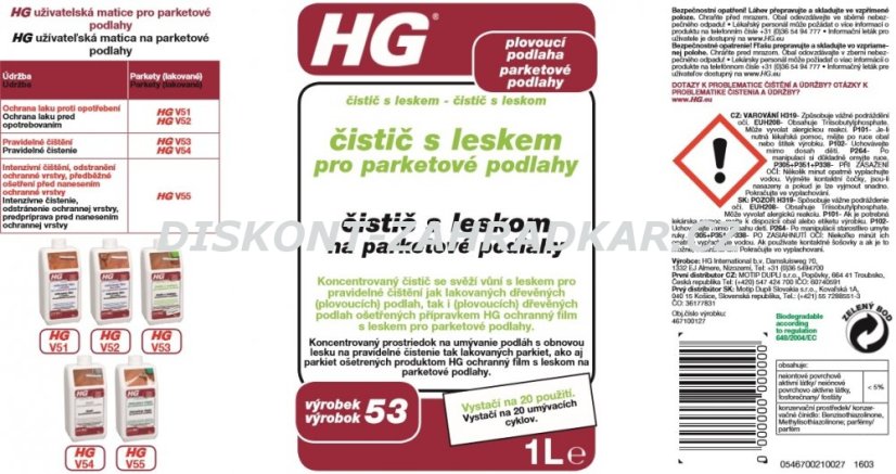 HG 46710 Čistič s leskem pro parketové podlahy 1000ml