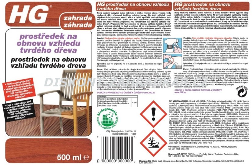 HG 29205 Prostředek na obnovu vzhledu tvrdého dřeva 500ml