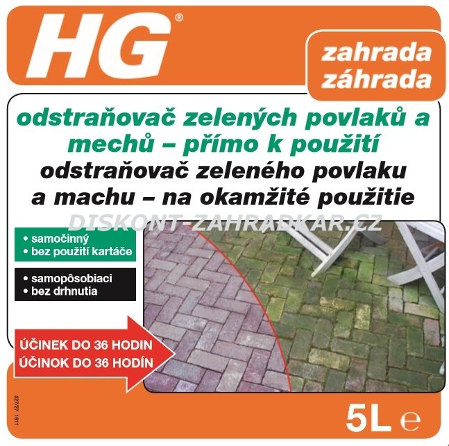 HG 52750 Odstraňovač zelených povlaků a mechů 5L NEZASÍLÁME