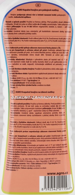 Kapalné hnojivo pro pokojové rostliny 1l