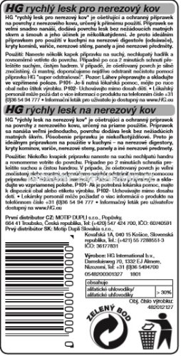 HG 48201 Rychlý lesk pro nerezový kov 125ml
