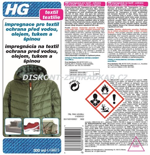HG 17503 Impregnace pro textil 300ml