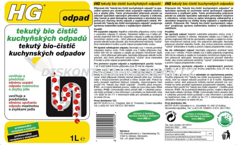 HG 48110 Tekutý bio čistič kuchyňských odpadů 1000ml