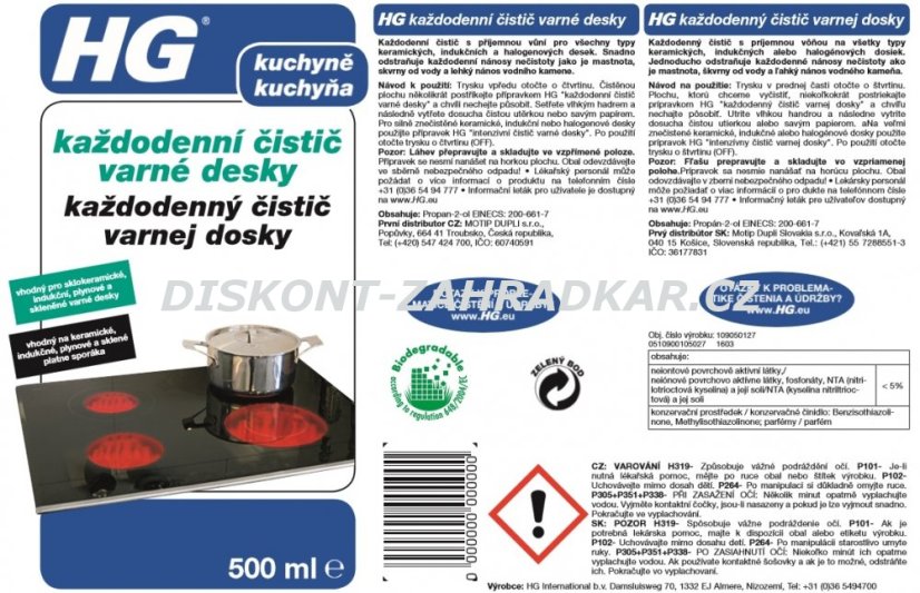 HG 10905 Každodenní čistič varné desky 500ml