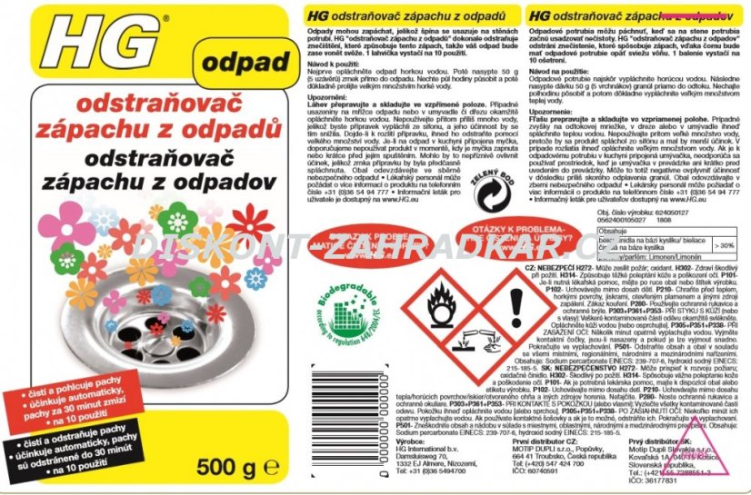 HG 62405 Odstraňovač zápachu z odpadů 500ml