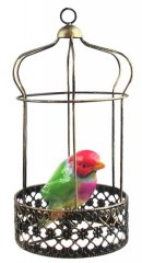 Ptáček v ozdobné klícce 22cm k zavěšení (barevný) / CH5522