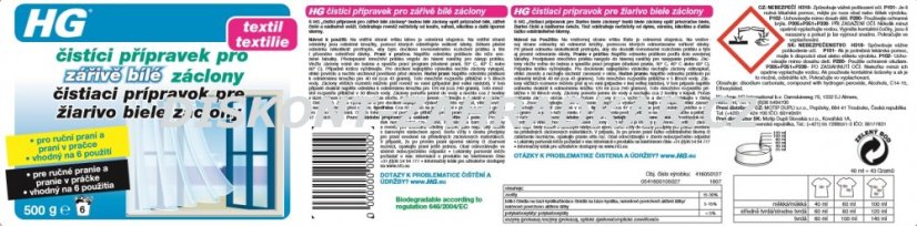 HG 41605 Čistící přípravek pro zářivě bílé záclony 500g