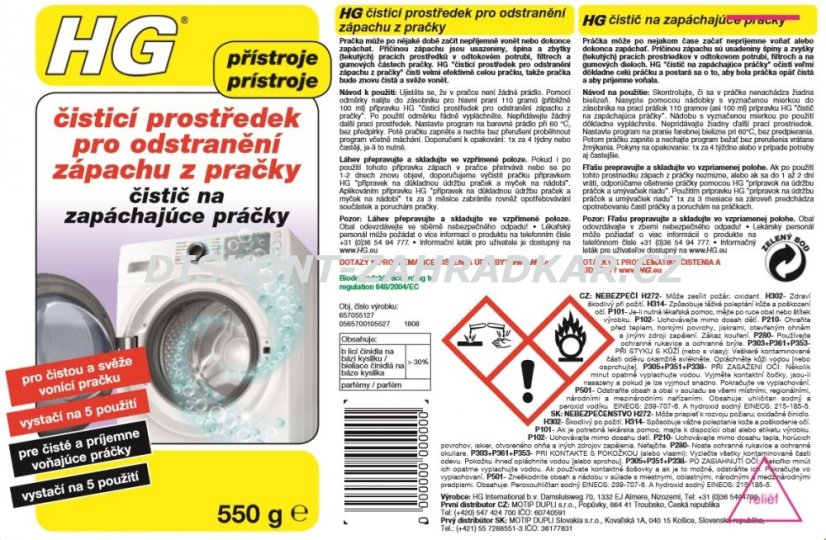 HG 65705 Odstraňovač zápachu z pračky 550ml