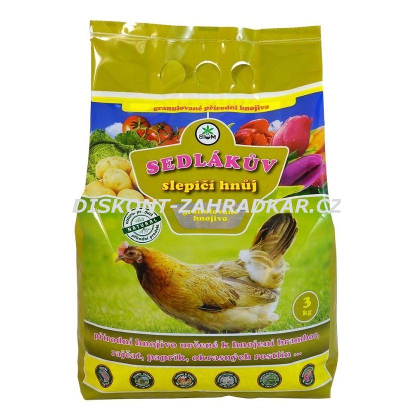 Sedlákův slepičí hnůj granulovaný 3kg Sedlákův slepičí hnůj granulovaný 3kg