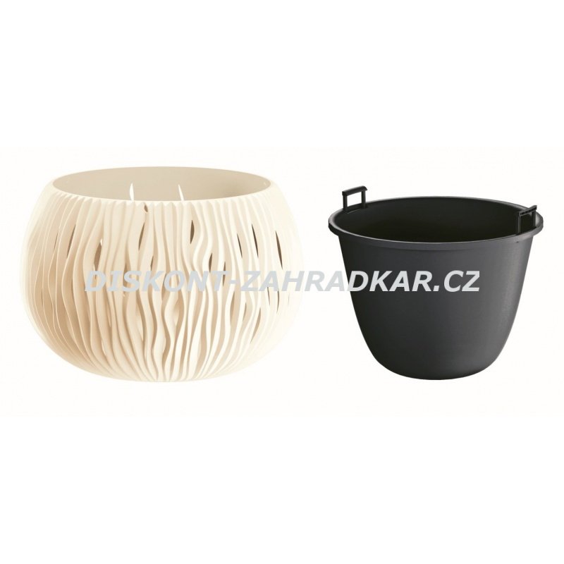Květináč s vkladem SANDY BOWL krémový 29cm