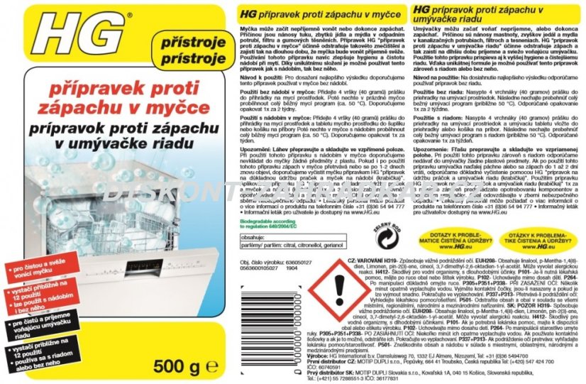 HG 63605 Přípravek proti zápachu v myčce