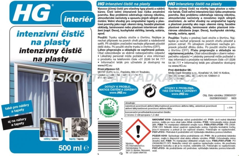 HG 20905 Int. čistič pro plast. nátěry a tapety 500ml