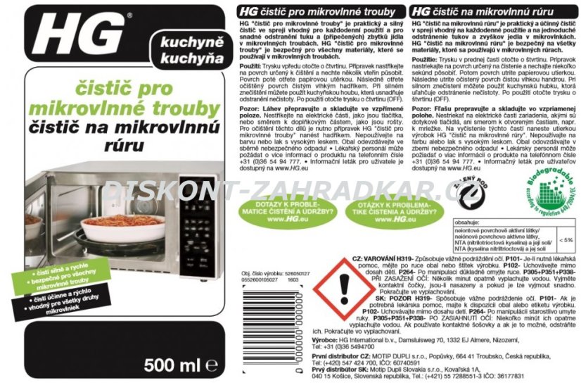 HG 52605 Čistič pro mikrovlnné trouby 500ml + 30%ZDARMA