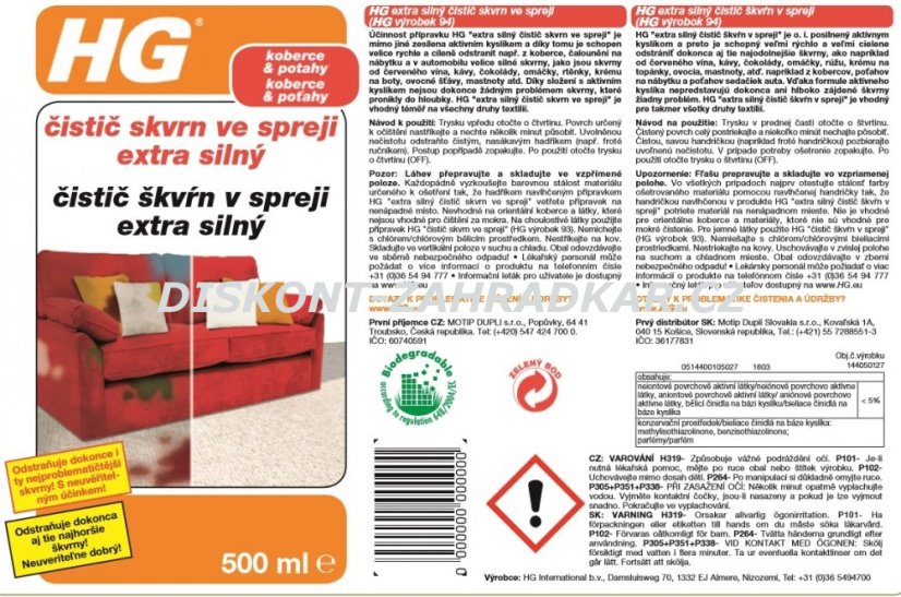 HG 14405 Čistič skvrn ve spreji extra silný 500ml