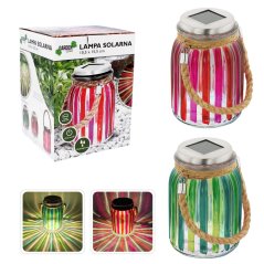 Solární lampa barevná SKLENICE 10,5x5x15cm růžovo-červená / CH6907