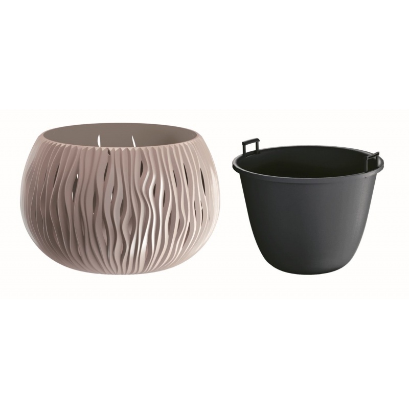 Levně Květináč s vkladem SANDY BOWL mocca 18cm