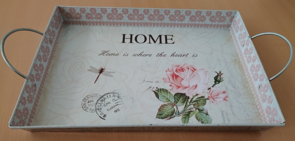 Levně Plechový podnos "HOME IS WHERE THE HEART IS"
