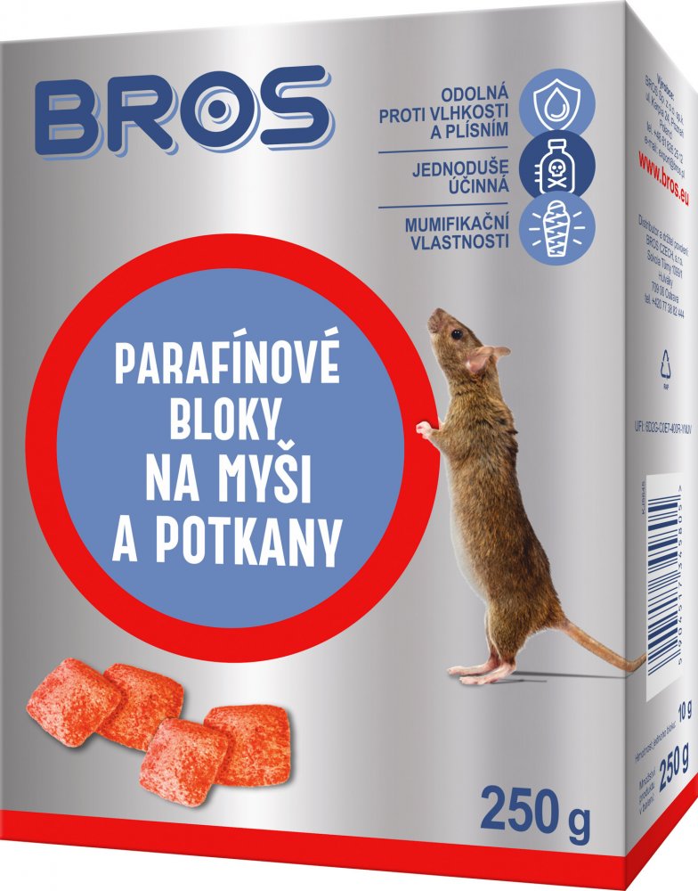 Levně Bros Parafínové bloky na myši a potkany 250g VELKÉ