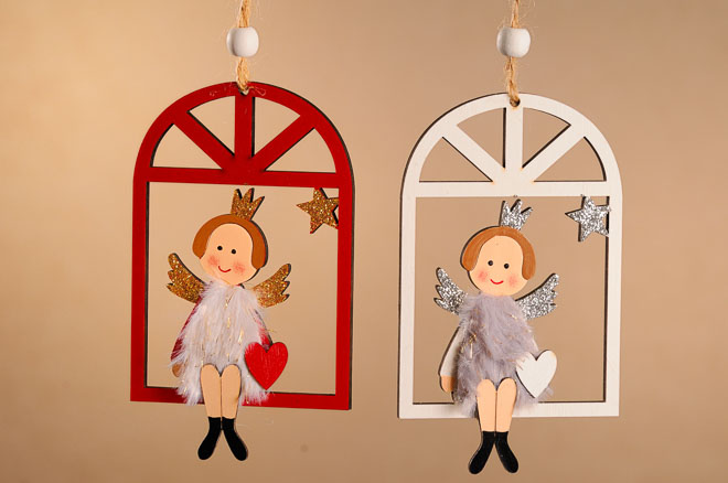 Levně Dřevěný andílek X367 mix 12 cm