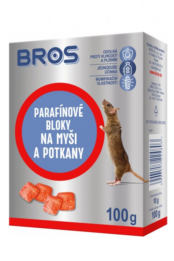 Levně Bros Parafínové bloky na myši a potkany 100g