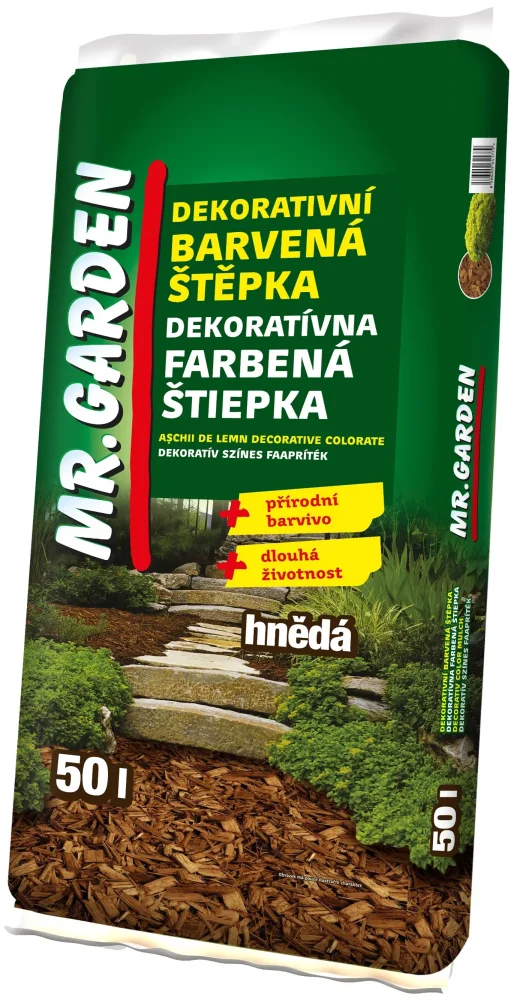 Mr.Garden Dekorační barvená štěpka, hnědá, 50 l
