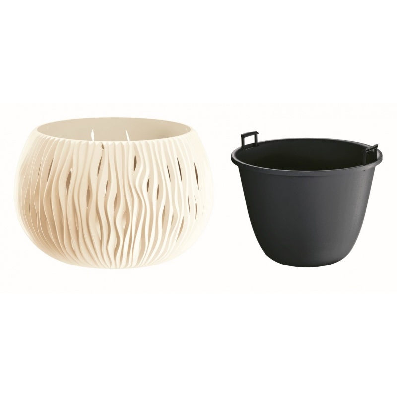 Levně Květináč s vkladem SANDY BOWL krémový 18cm